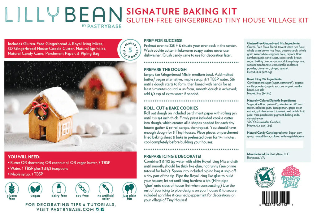 LillyBean Baking - Gingerbread House Baking Kit (Vegan & Gluten-Free)