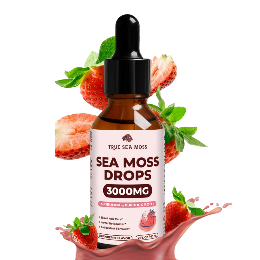 True Sea Moss - Sea Moss Drops Spirulina & Burdock Root - Strawberry