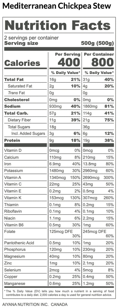 AIYANA Nutrition - Mediterranean Chickpea Stew