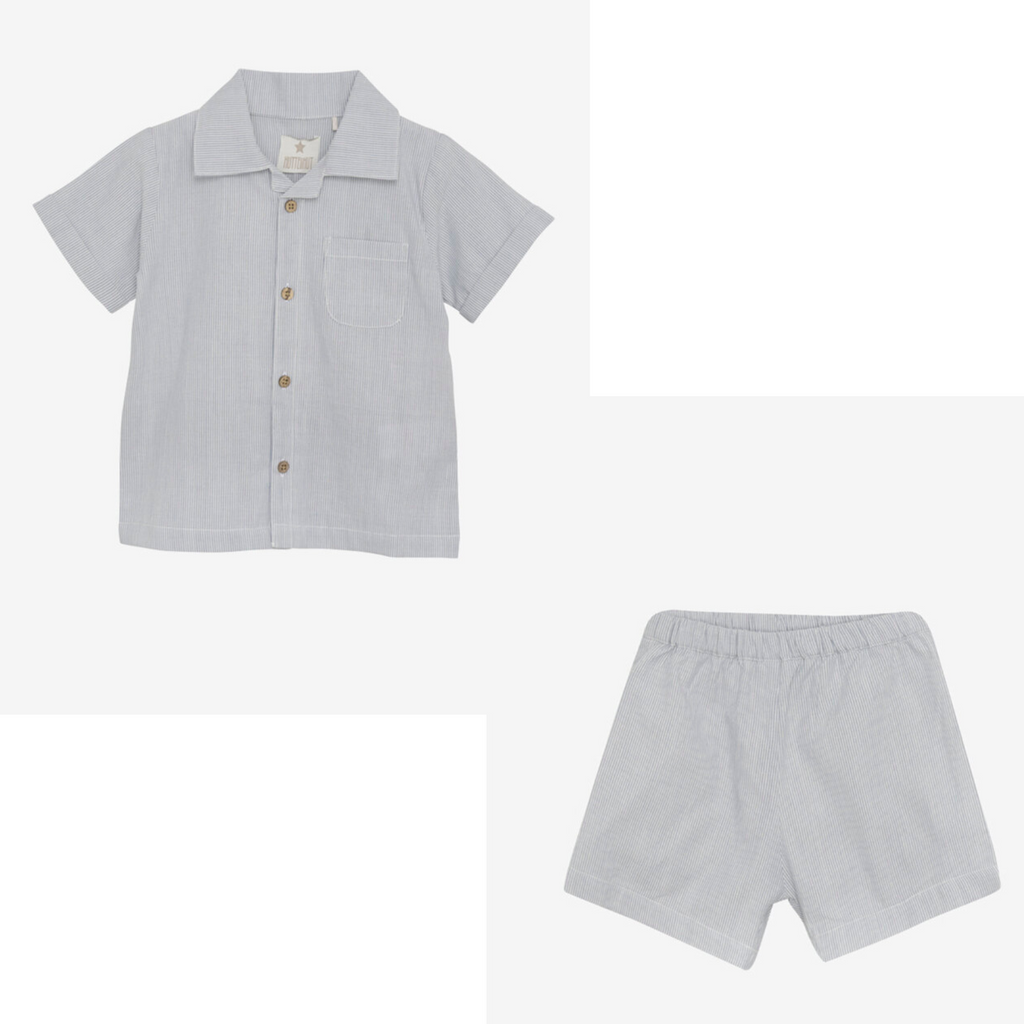 Woven Stripe Shirt & Short Set